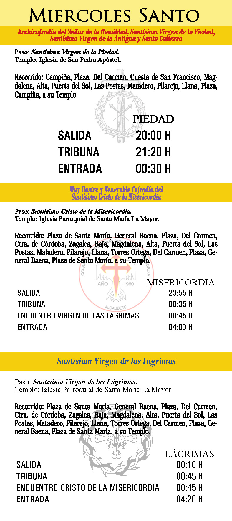 Horarios e itinerarios de la Semana Santa 2025 - alcaudete.es